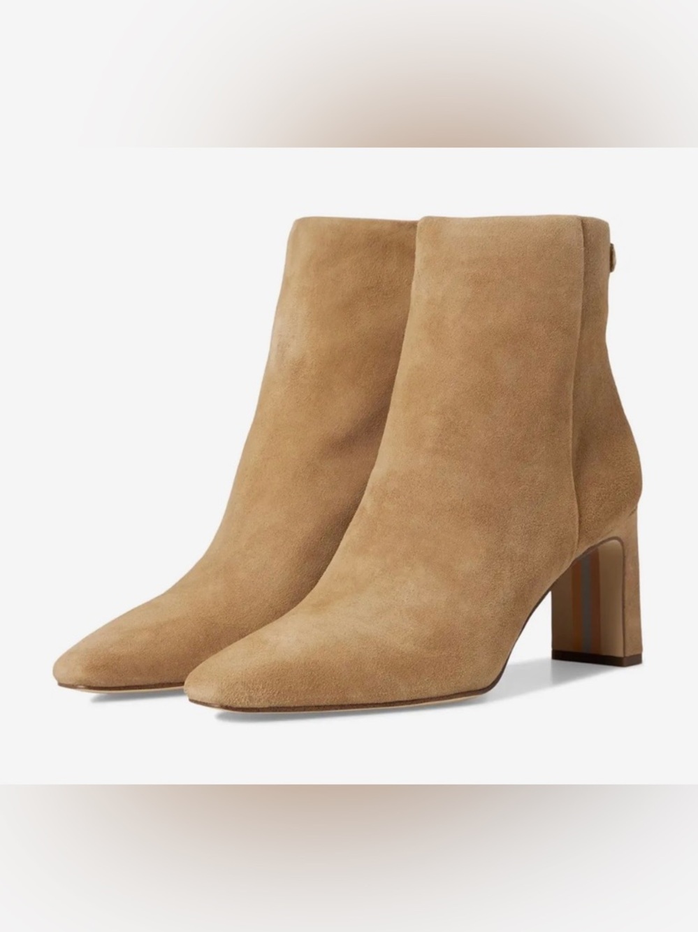 Sam Edelman Hilty Leather Suede Bootie Size 10.5 Golden Caramel Block 3" Heel